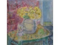 bloemstilleven op stoel